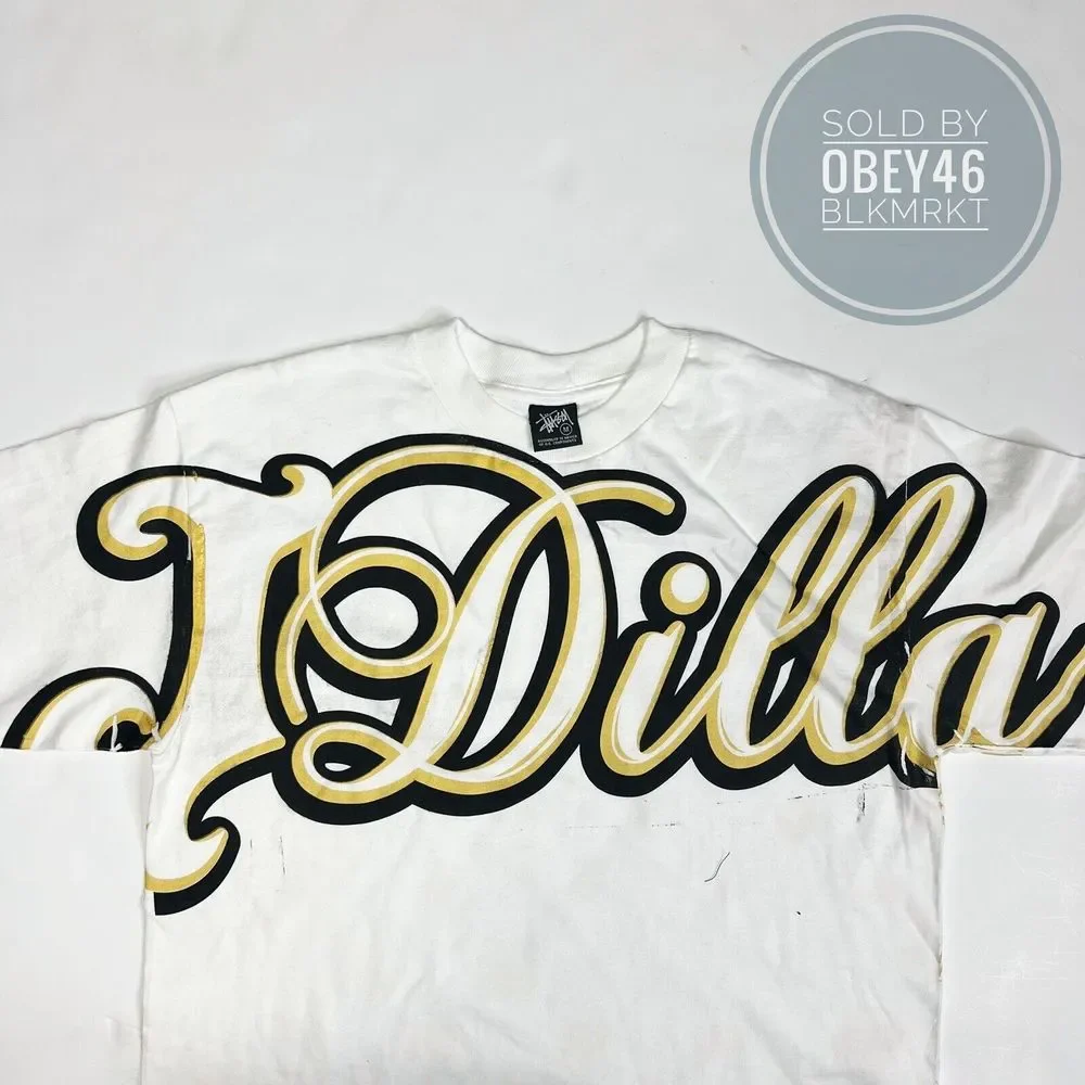 Rare J DILLA X STUSSY Collaboration White T-Shirt Sample Size M - Picture 3 of 6